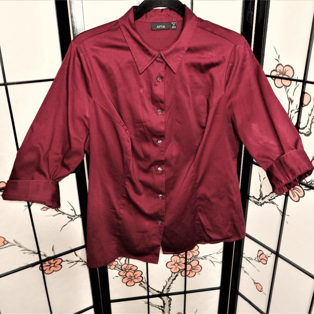 Apt. 9 Burgundy Button Down Blouse Size 0X